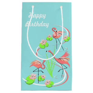 Flamingo Fandango Trio Happy Birthday small Gift Bag