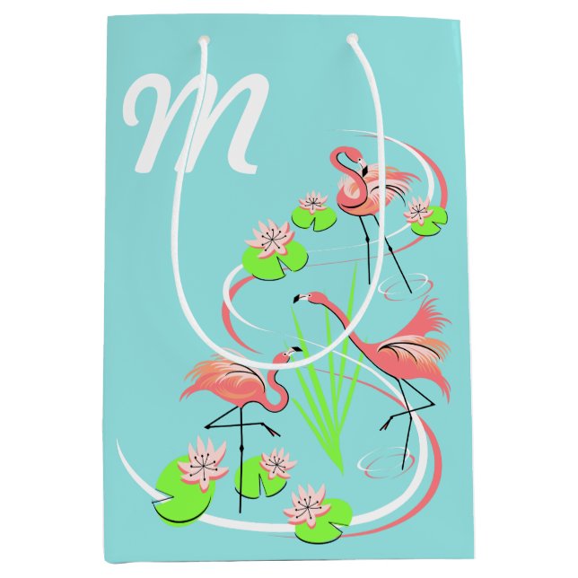 Flamingo Fandango Trio Monogram medium Gift Bag (Front)