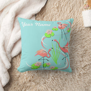 Flamingo Fandango Trio Name throw pillow