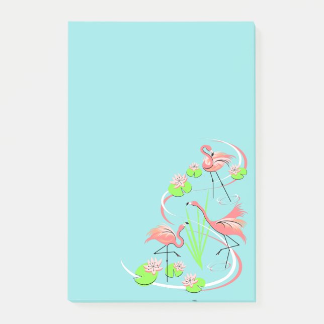 Flamingo Fandango Trio post-it note vertical (Front)