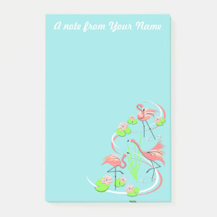 Flamingo Fandango Trio Text post-it note vertical