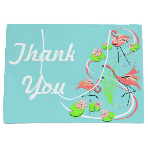 Flamingo Fandango Trio Thank You gift bag large