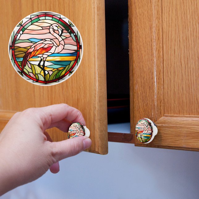 Flamingo Faux Stained Glass Ceramic Knob (Creator Uploaded)