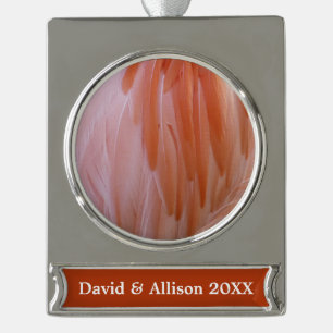 Flamingo Feathers in Shades of Pink Silver Plated Banner Ornament