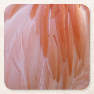 Flamingo Feathers in Shades of Pink Square Paper Coaster