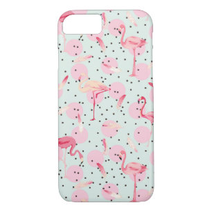 Flamingo Feathers On Polka Dots iPhone 8/7 Case