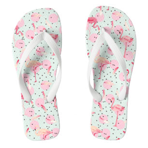 Flamingo Feathers On Polka Dots Jandals