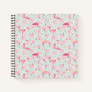 Flamingo Feathers On Polka Dots Notebook