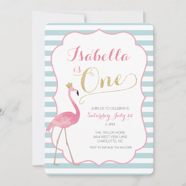 Flamingo First Birthday Invitation (Front)