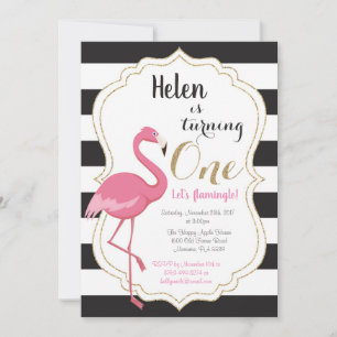 Flamingo First Birthday Invitation Girl