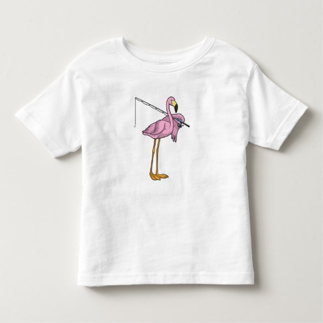 Flamingo Fishing Fisher Fishing rod Toddler T-Shirt (Front)