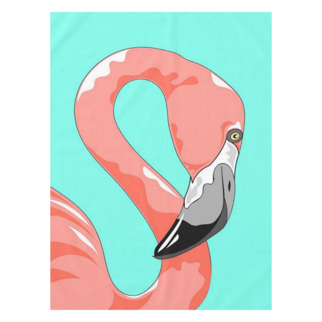 Flamingo | Flamingo Bird Print Art Gift Lovers Tablecloth (Front)