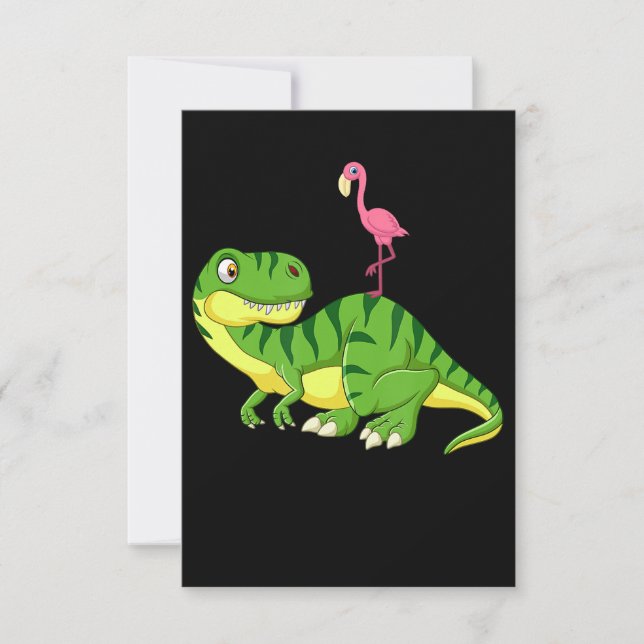 Flamingo | Flamingo Dinosaur Lovers RSVP Card (Front)