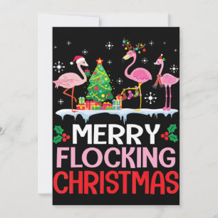 Flamingo   Flamingo Noel Hats Dancing On Snow Holiday Card