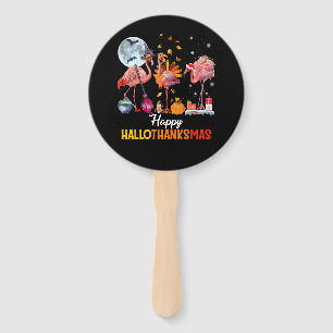 Flamingo Flamingo Thanksgiving Halloween Christmas Hand Fan