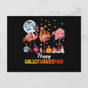 Flamingo Flamingo Thanksgiving Halloween Christmas Postcard