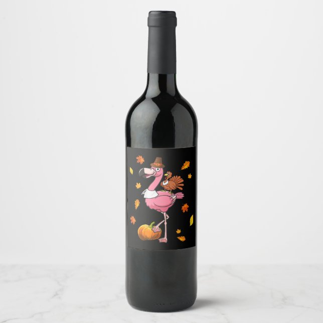 Flamingo | Flamingo Thanksgiving Halloween Wine Label (Front)