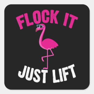 Flamingo Flamingo Weightlifting Flock Square Sticker