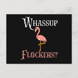 Flamingo Flamingo Whassup Flockers Announcement Postcard