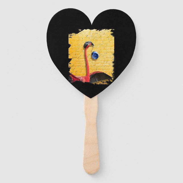 Flamingo | Flamingo With Blue Yo-Yo Hand Fan (Front)