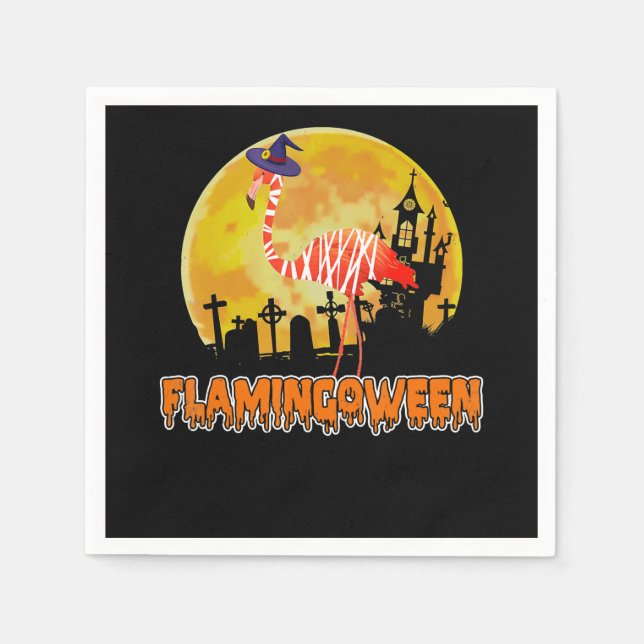 Flamingo | Flamingoween Funny Witch Halloween Napkin (Front)