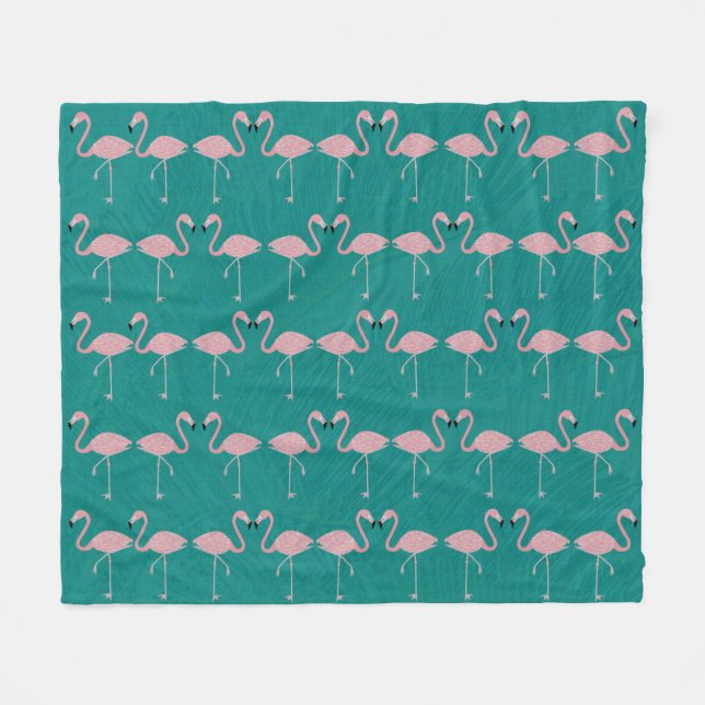 Flamingo Fleece Blanket (Front (Horizontal))