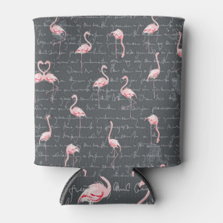 Flamingo Flock: Dark Grey Vintage. Can Cooler