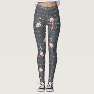 Flamingo Flock: Dark Grey Vintage. Leggings