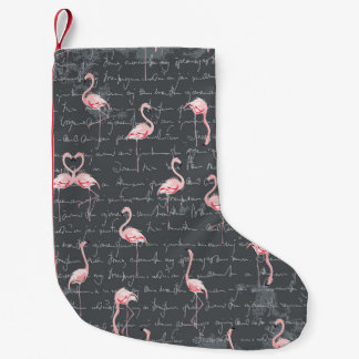 Flamingo Flock: Dark Grey Vintage. Small Christmas Stocking