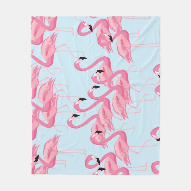 Flamingo Flock: Tropical Vintage Print Fleece Blanket (Front)