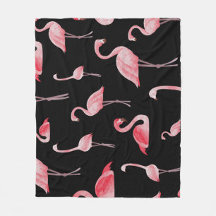 Flamingo Flock: Vintage Seamless Design Fleece Blanket