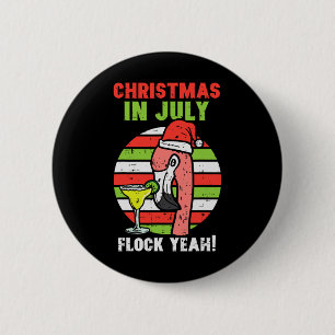 Flamingo Flock Yeah Christmas In July Retro Summer 6 Cm Round Badge