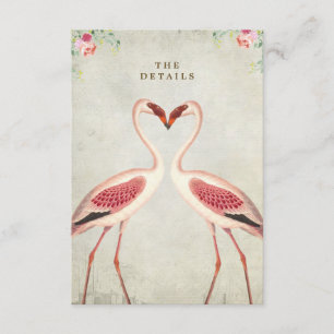 flamingo floral wedding details information card