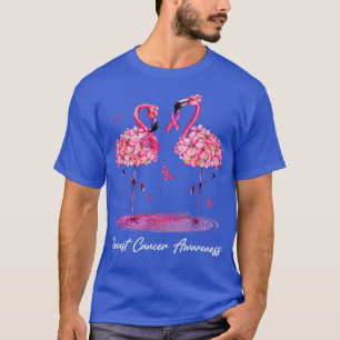 Flamingo Flower Pink Ribbon Breast Cancer Awarenes T-Shirt