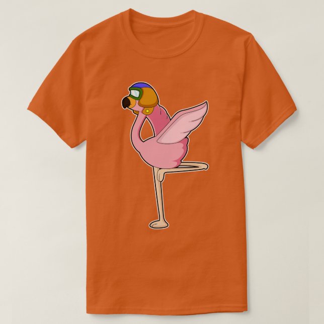 Flamingo Flying Helmet T-Shirt (Design Front)