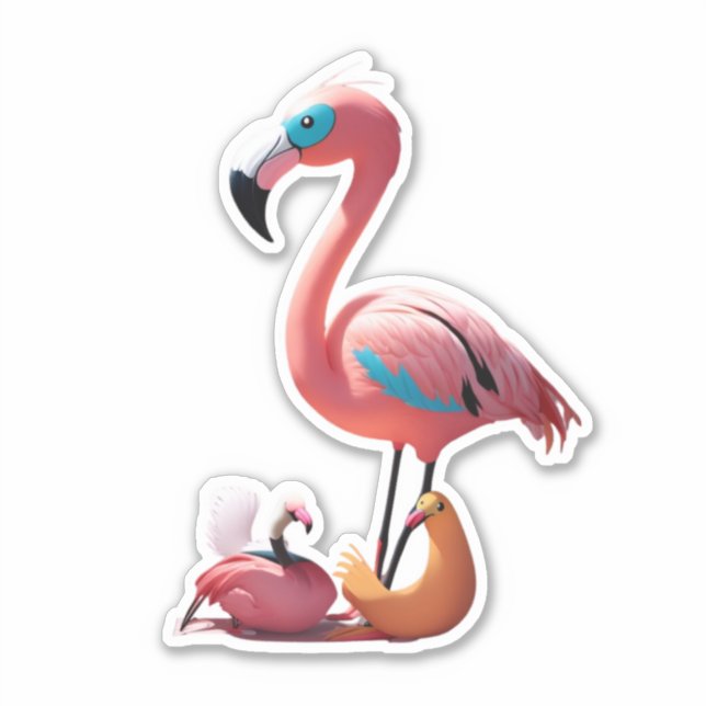 Flamingo Frenzy Embrace Pink Craze with Stickers  (Front)
