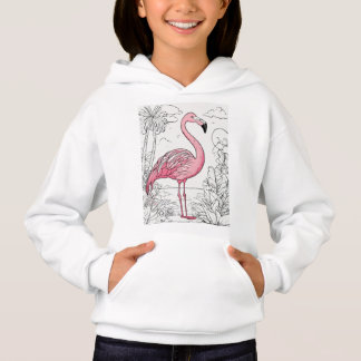 Flamingo Frenzy: Girls' Pullover Hoodie 