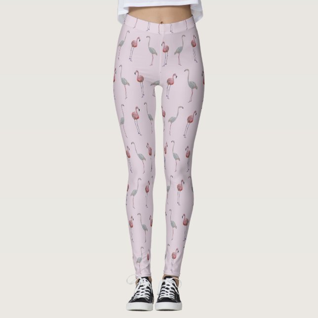 Flamingo Frenzy Leggings (Dusty Pink) (Front)