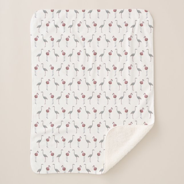 Flamingo Frenzy Sherpa Blanket (choose Colour) (Front)