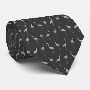 Flamingo Frenzy Tie Double Sided Print (Dark Grey)