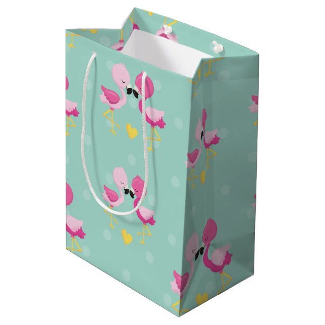 Flamingo Fun Design 1 Medium Gift Bag (Back Angled)