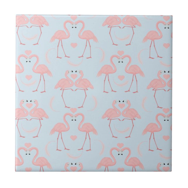 Flamingo Fun Pink and Blue Tile (Front)