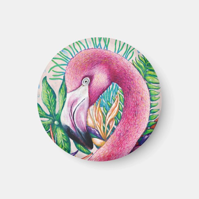 Flamingo Funny Cute Cool Unique Fine Art Magnet (Front)