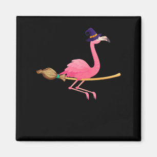 Flamingo Funny Flamingo Witch Halloween Magnet