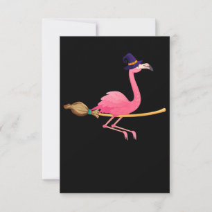 Flamingo Funny Flamingo Witch Halloween RSVP Card