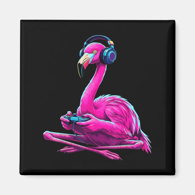 Flamingo Gaming Animal Video Games Funny Flamingo  Magnet (Front)