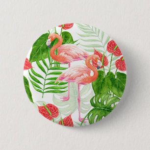 Flamingo garden 6 cm round badge