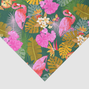 Flamingo Garden Dark Green Tissue Paper