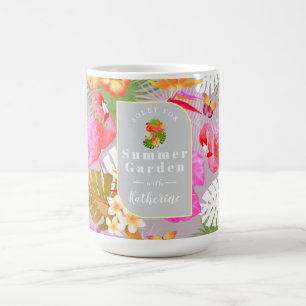 Flamingo Garden Grey Coffee Mug