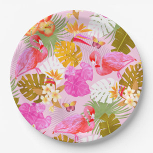 Flamingo Garden Pink Paper Plate
